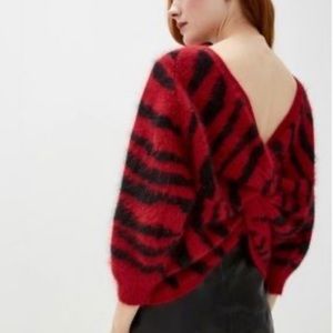 Ba & Sh Zaya Zebra-stripe Sweater In Red